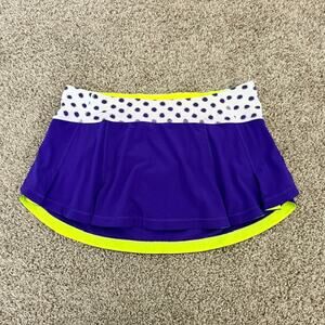 Lululemon Presta Skirt Women 8 Bruised Berry & High Noon Dot White Yellow Trim
